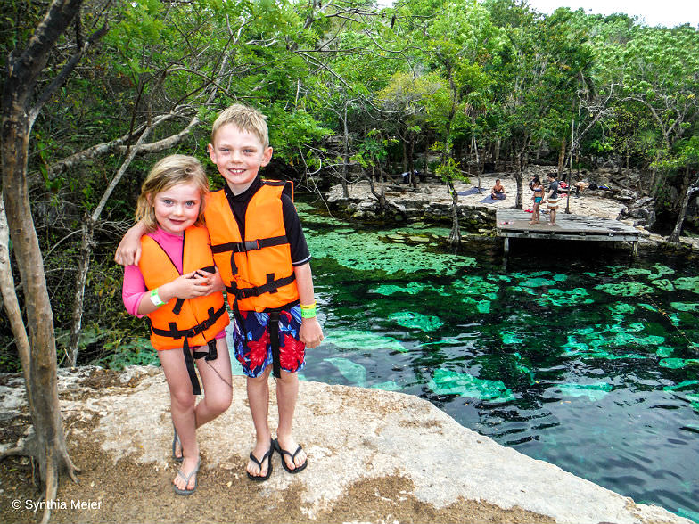 Cenotes are perfect for kids because they can swim without currents.