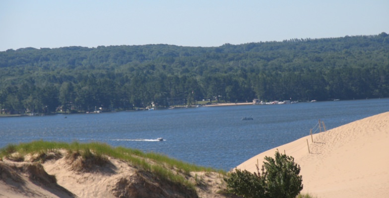 Sand boarding near Lake Michigan