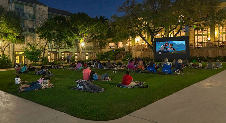 Outdoor movie night at the Hyatt Regency Hill Country Resort & Spa