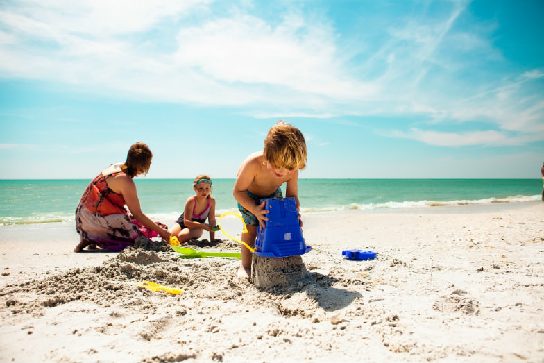 Building sand castles in St. Petersburg, Florida 