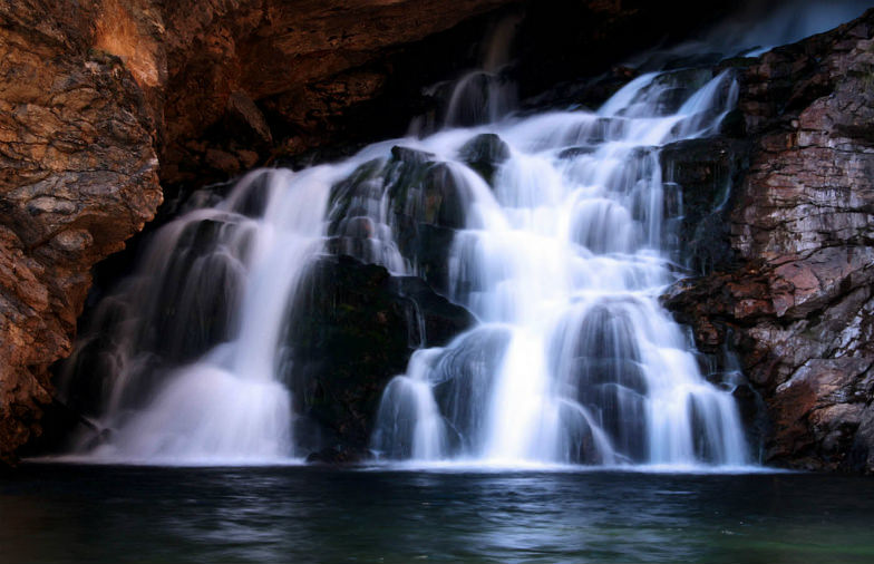 Running Eagles Falls at Glacier National Park