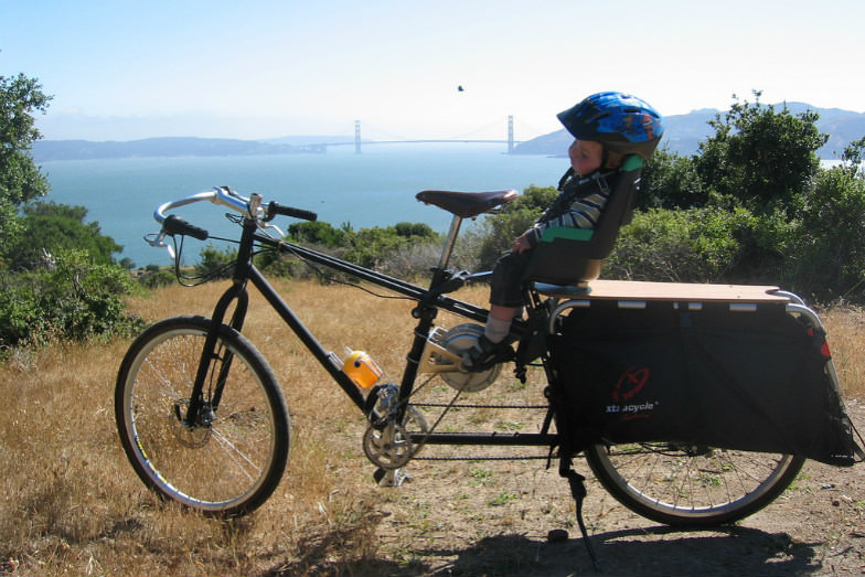 Sleeping child on a cycling trip around Angel Island, San Francisco.