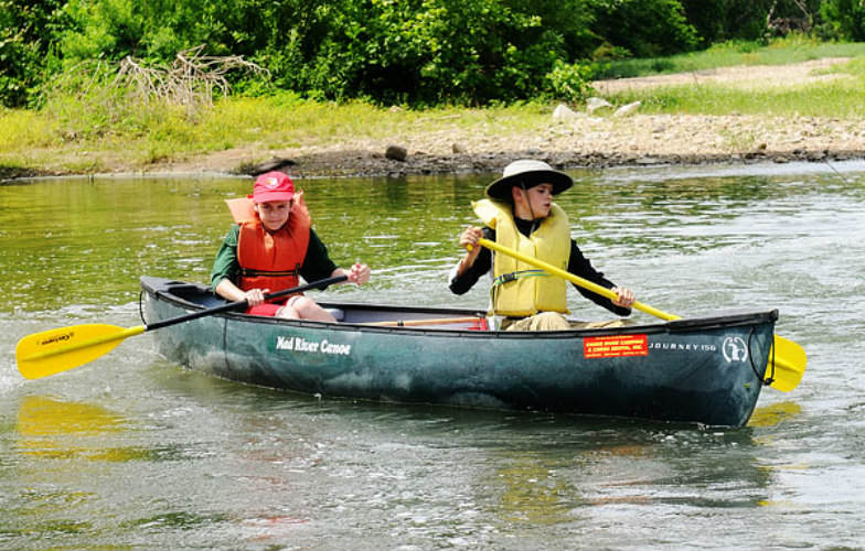 Kayaking in the Caddo River with kids