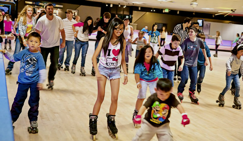 Skaters at Northridge Skateland in Los Angeles