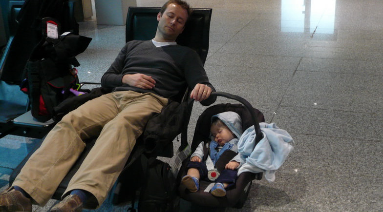 Take a quick nap at the airport.