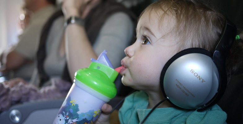 Sippy cups are handy when flying.