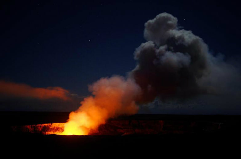 Halema‘uma‘u at night in the Hawaii Volcanoes National Park