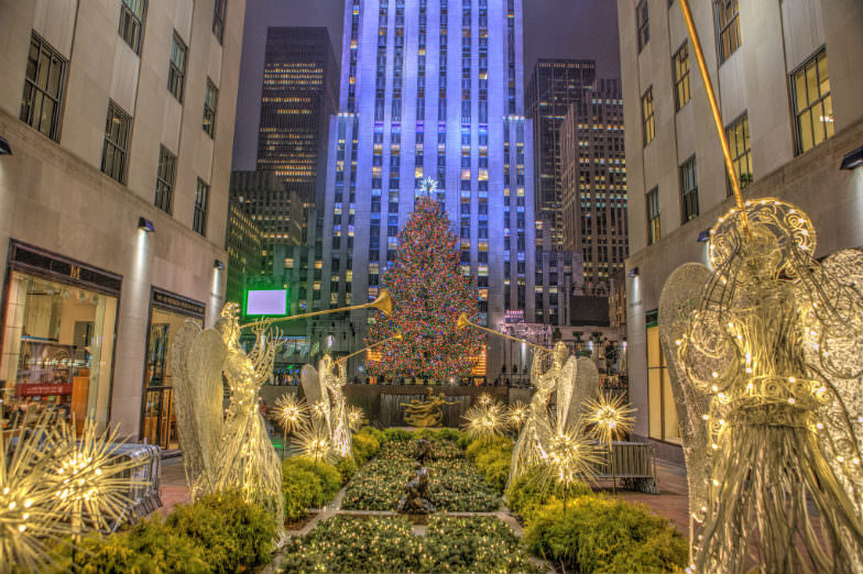 Christmas tree and angels at the Rockefeller Center