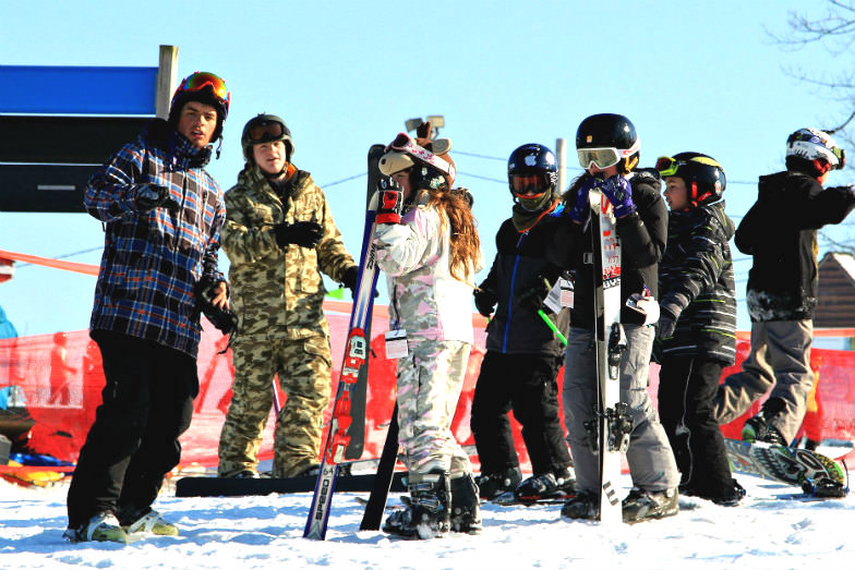 Ski students at Mountain Creek Resort