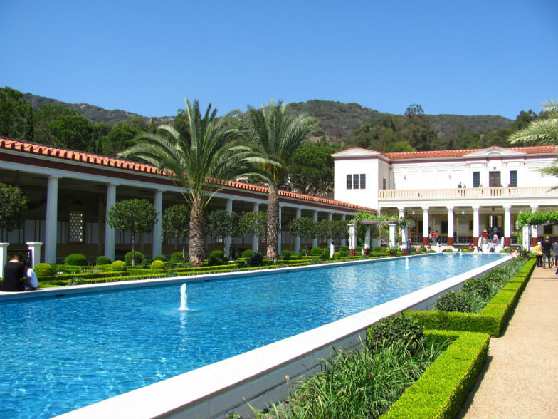 Pool and fountains at the Getty Villa