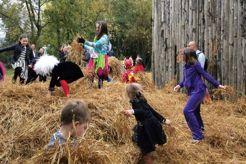 Halloween straw play at Bunratty Village