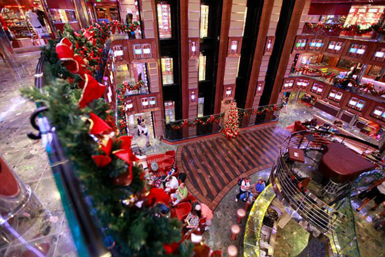 Holiday decorations on the Carnival Dream