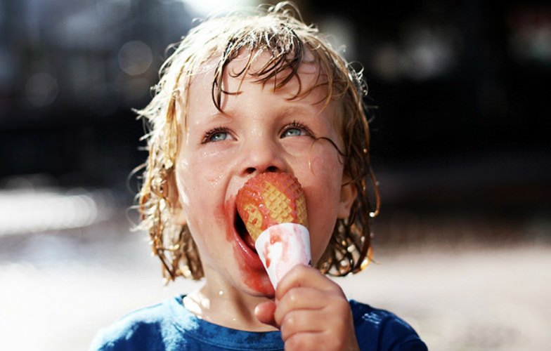 Ice cream and water