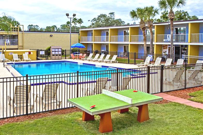 Pool and recreation area at Celebration Suites