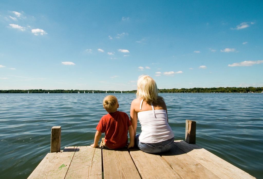 Mother and child at Lake Harriet