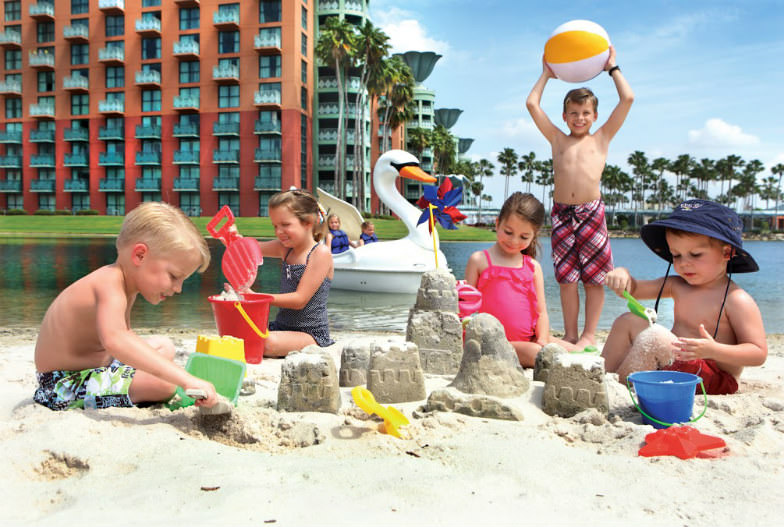 Let the kids play in the sand at Disney World's Swan and Dolphin Hotel.