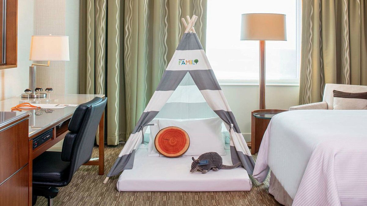 The Westin Hotels & Resorts’ indoor camping amenity is one of the best hotel amenities for kids.