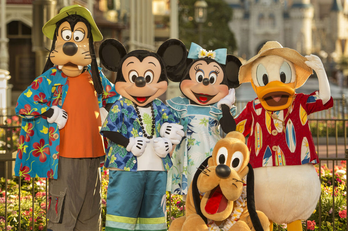 Goofy, Mickey, Minnie, Donald Duck and Pluto at Disney World