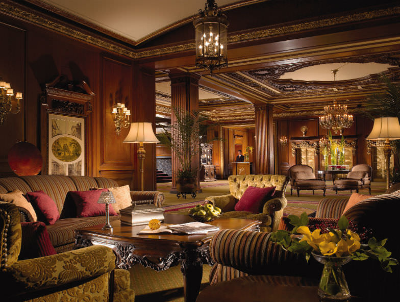 Luxurious lobby at Omni Parker House Hotel