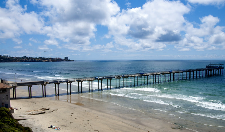 Scripps Pier where the Scripps Institute of Oceanography launches their boat and do research.