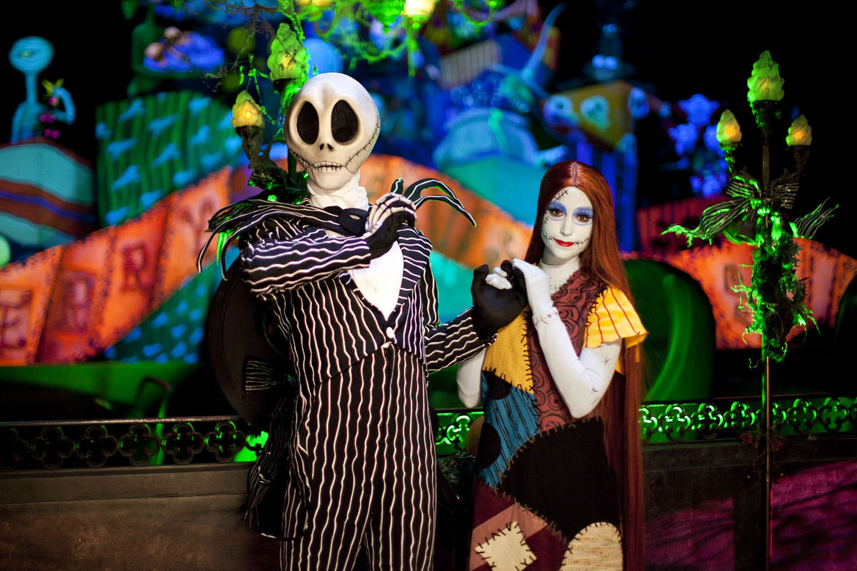 Jack Skellington and Sally at Disneyland's Halloween Time