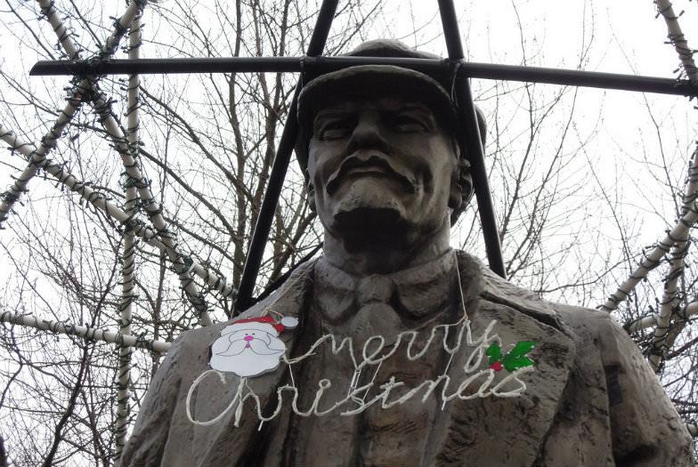 Lenin Statue on Christmas