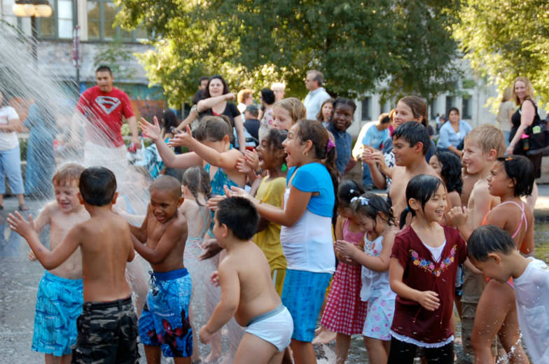 Kids at the Crown Fountain