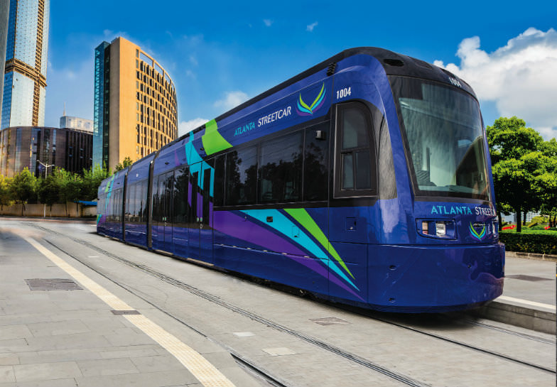 The futuristic-looking Atlanta Streetcar was built by Siemens.