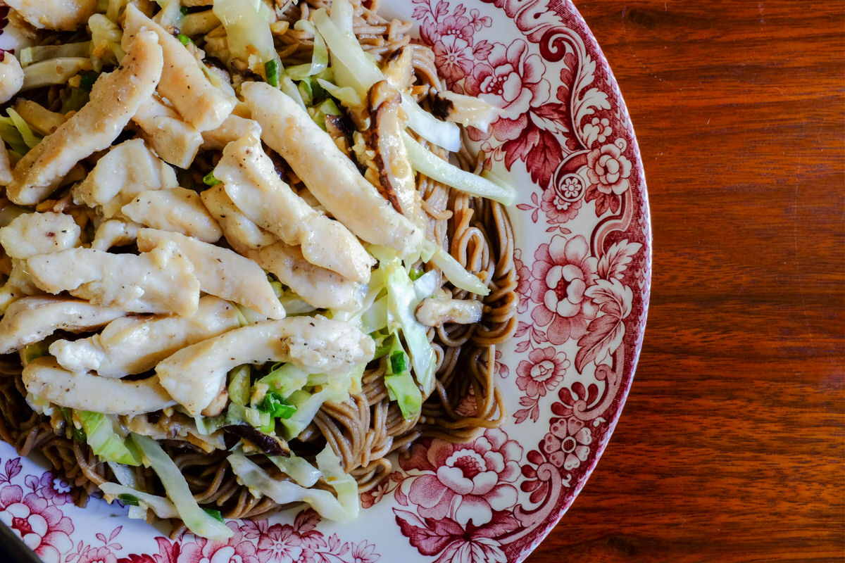 Chicken and Shiitake Mushrooms Soba Noodles