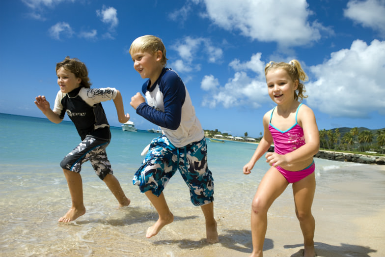 Kids at Curtain Bluff in the Caribbean